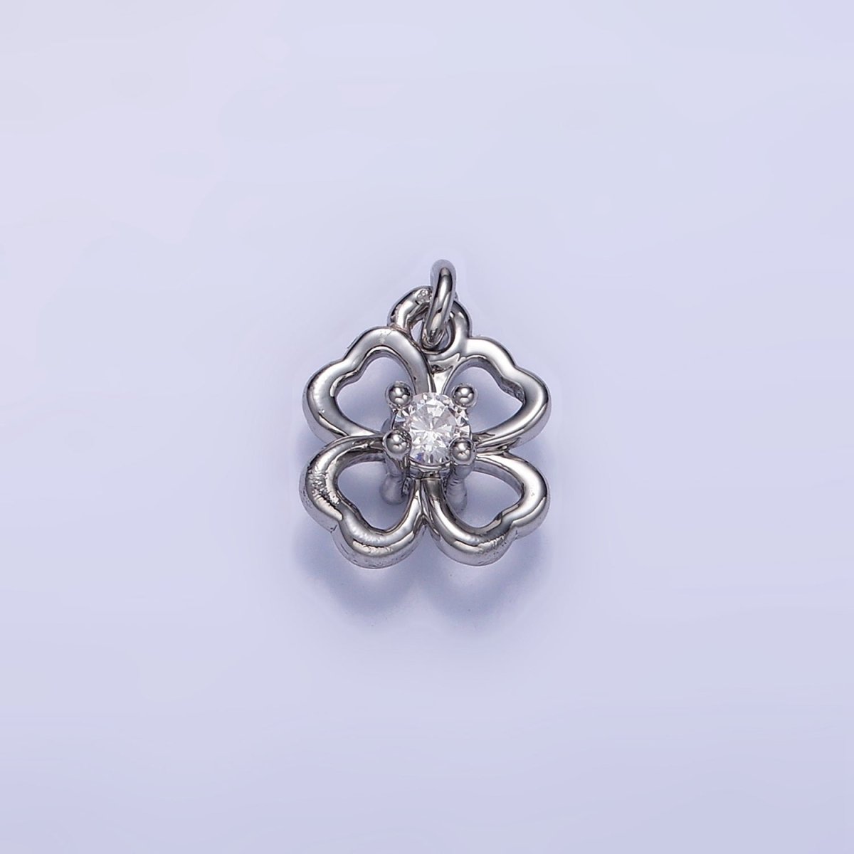 24K Gold Filled 10mm CZ Open Flower Charm in Gold & Silver | C588 - DLUXCA