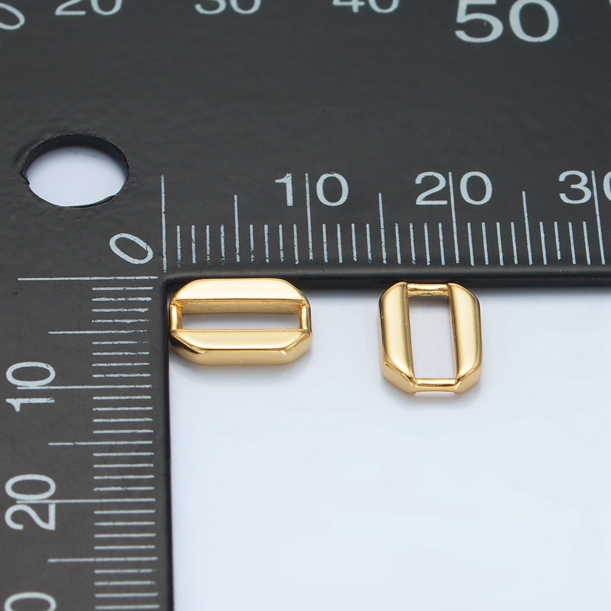 24K Gold Filled 10mm Edged Oblong Link Findings in Gold & Silver | Z860 - DLUXCA