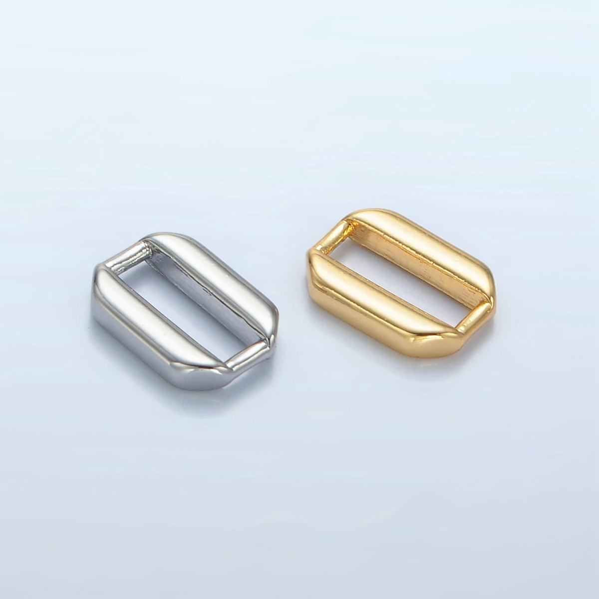 24K Gold Filled 10mm Edged Oblong Link Findings in Gold & Silver | Z860 - DLUXCA