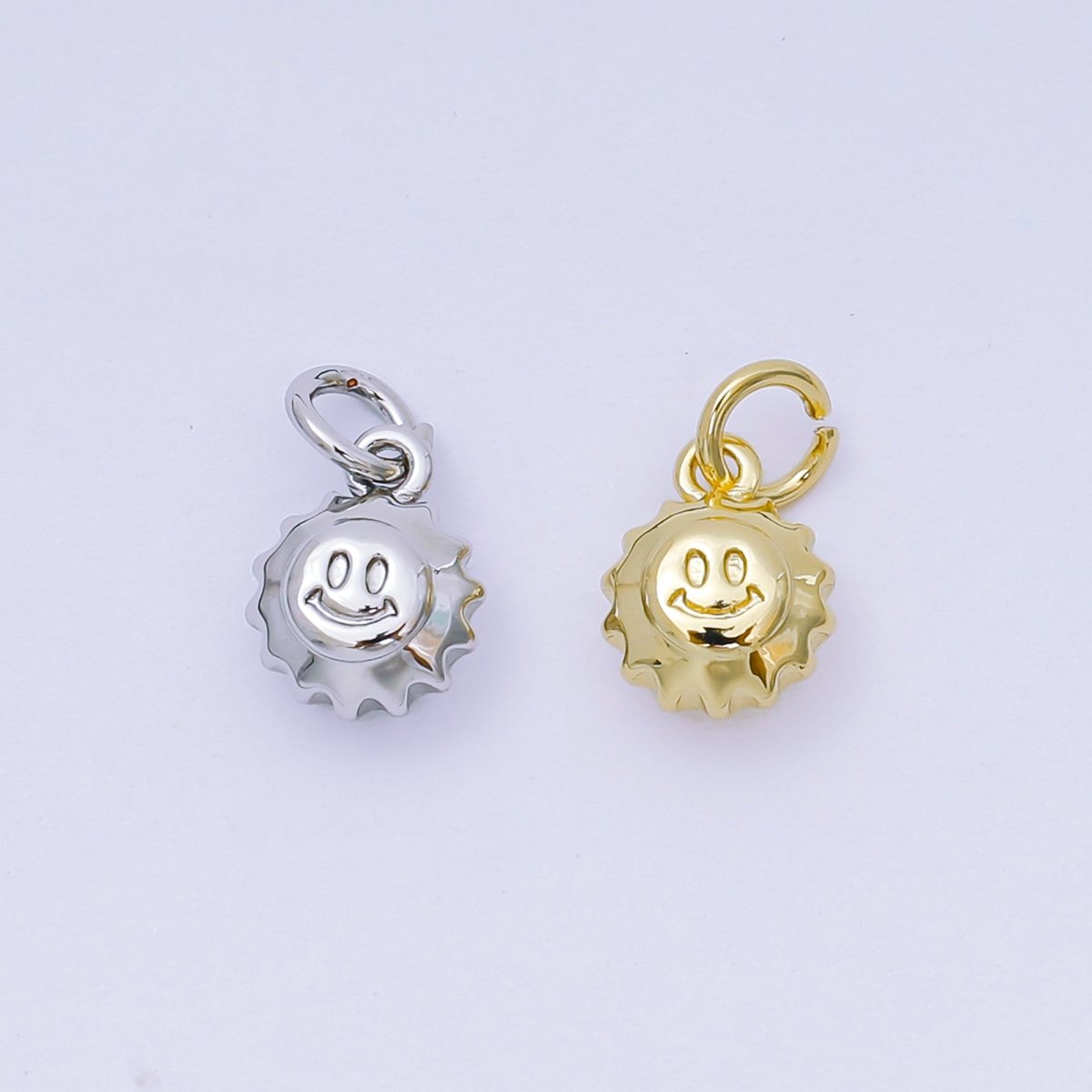 24K Gold Filled 10mm Happy Face Morning Sun Charm in Gold & Silver| AH - 666 - DLUXCA