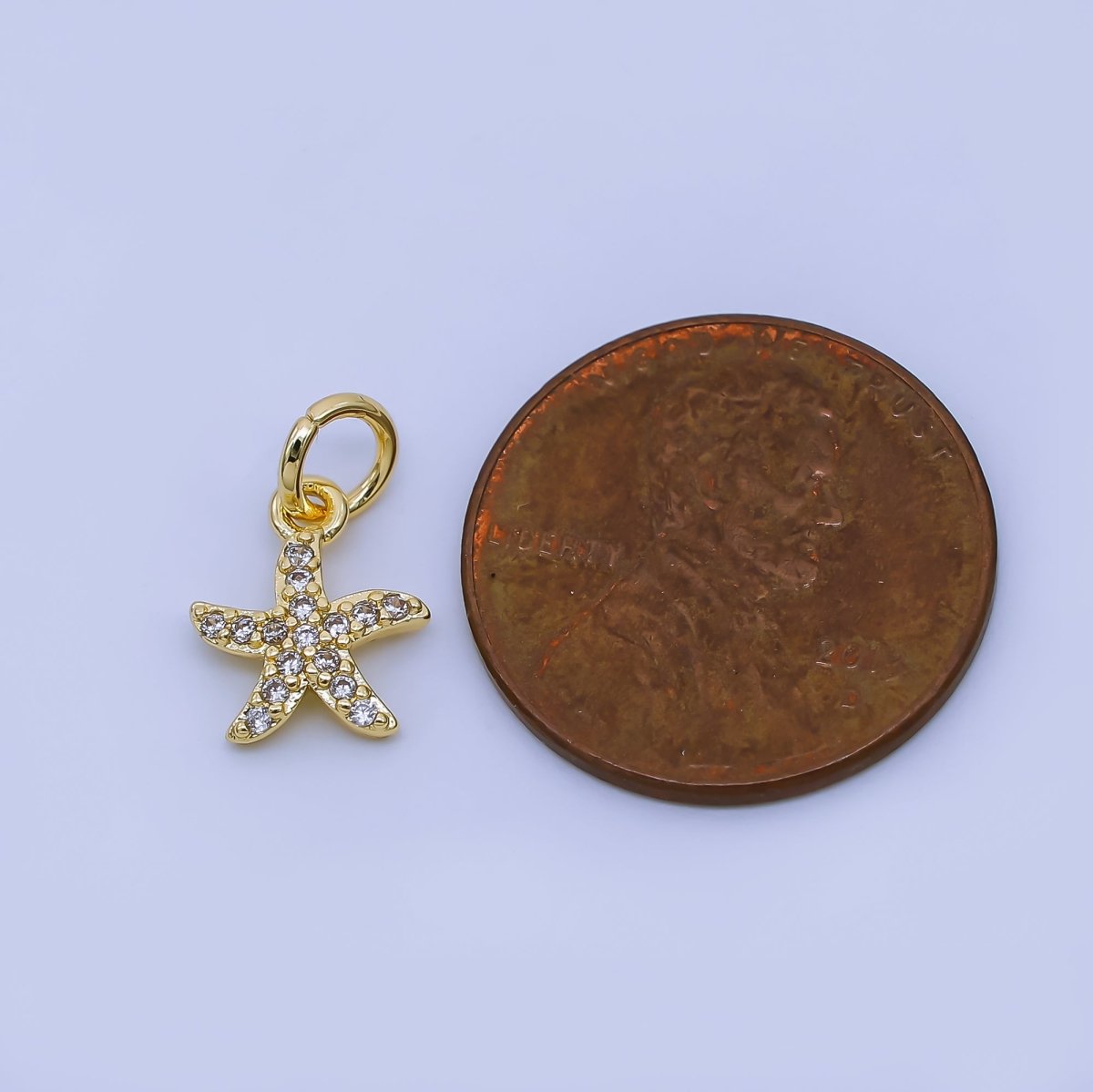 24K Gold Filled 10mm Micro Paved CZ Starfish Charm | AJ478 - DLUXCA