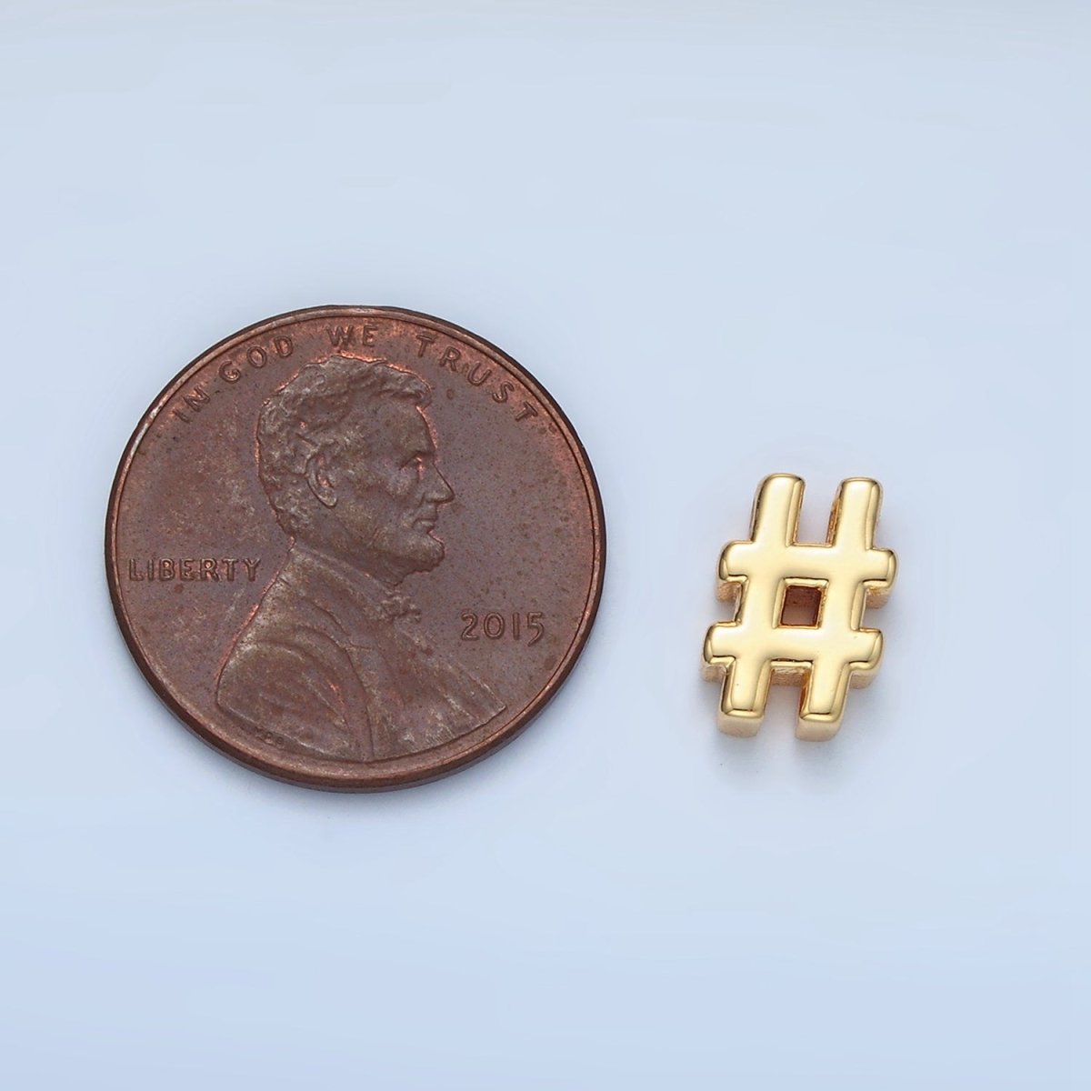 24K Gold Filled 10mm "" Number Sign Minimalist Bead in Gold & Silver | B909 - DLUXCA