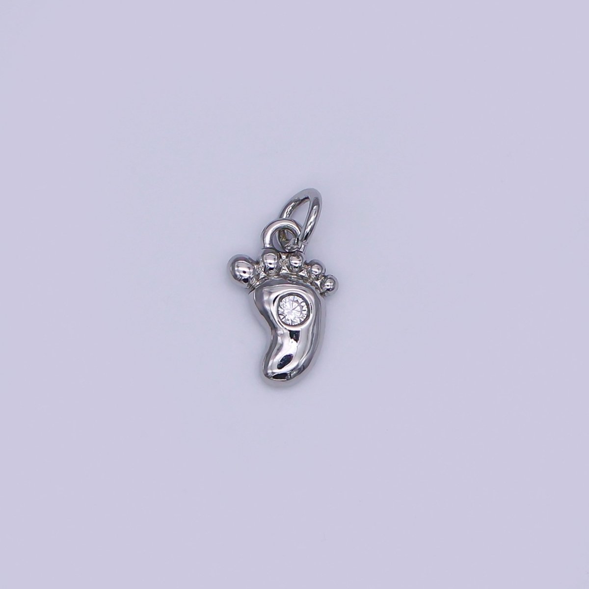 24K Gold Filled 10mm Round CZ Human Sole of the Foot Charm in Gold & Silver | AJ - 348 - DLUXCA