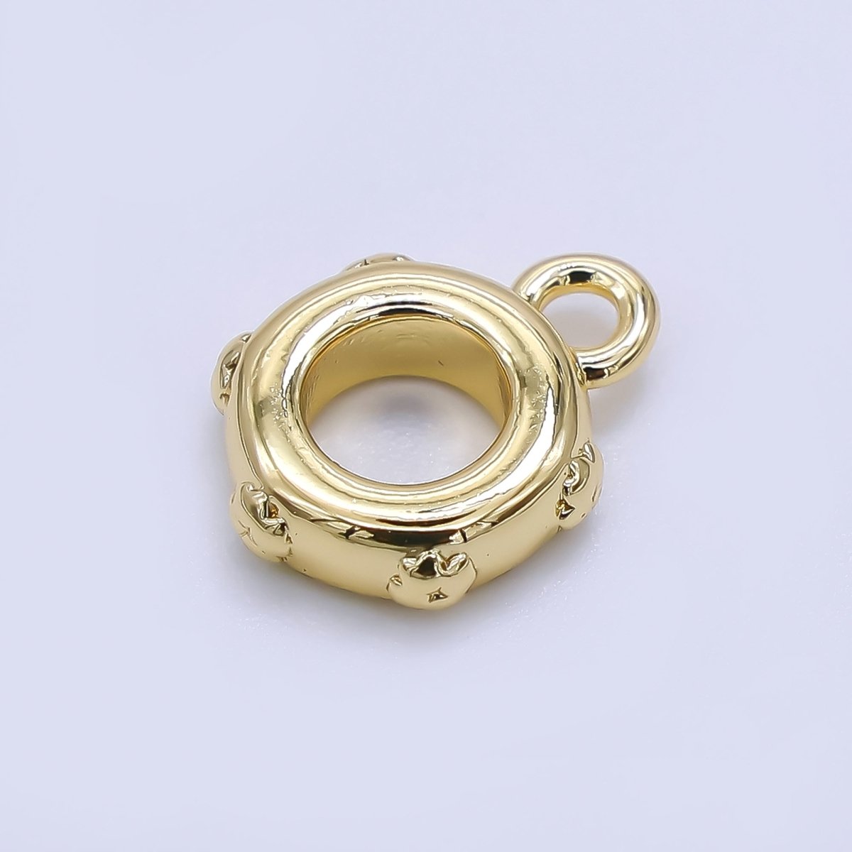 24K Gold Filled 10mm Round Flower Edges Bail Pendant Charm Holder | Z - 1300 - DLUXCA