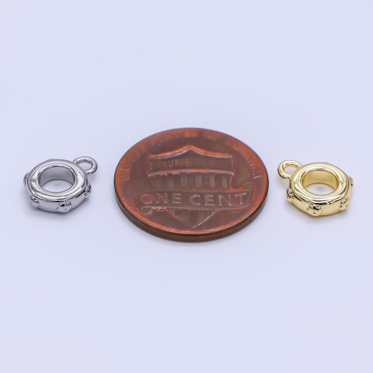24K Gold Filled 10mm Round Flower Edges Bail Pendant Charm Holder | Z - 1300 - DLUXCA