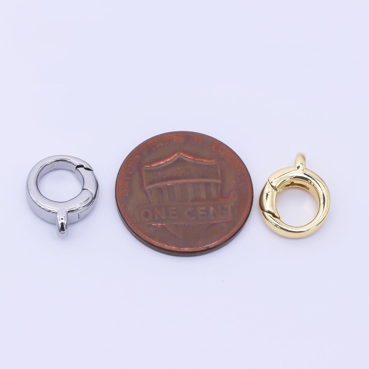24K Gold Filled 10mm Round Push Gate Clasp Finding in Gold & Silver | Z1280 - DLUXCA