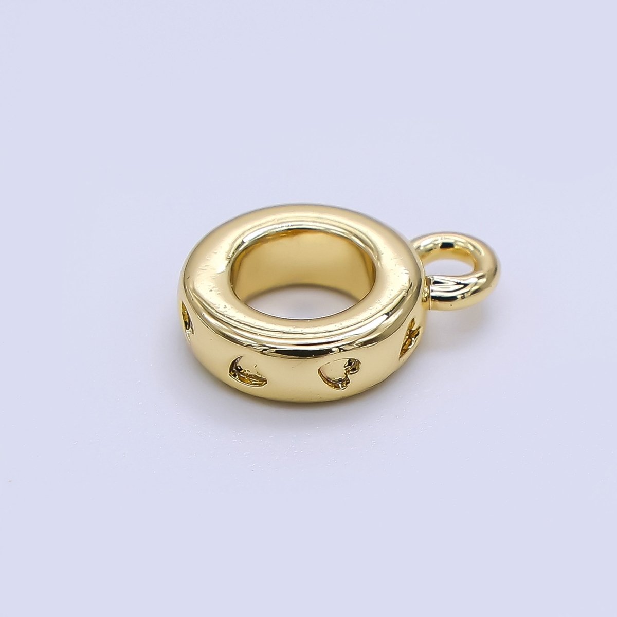 24K Gold Filled 10mm Round Surround by Heart & Love Bail Pendant Charm Holder in Gold & Silver | Z - 1296 - DLUXCA