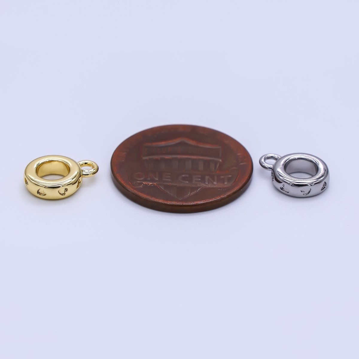 24K Gold Filled 10mm Round Surround by Heart & Love Bail Pendant Charm Holder in Gold & Silver | Z - 1296 - DLUXCA