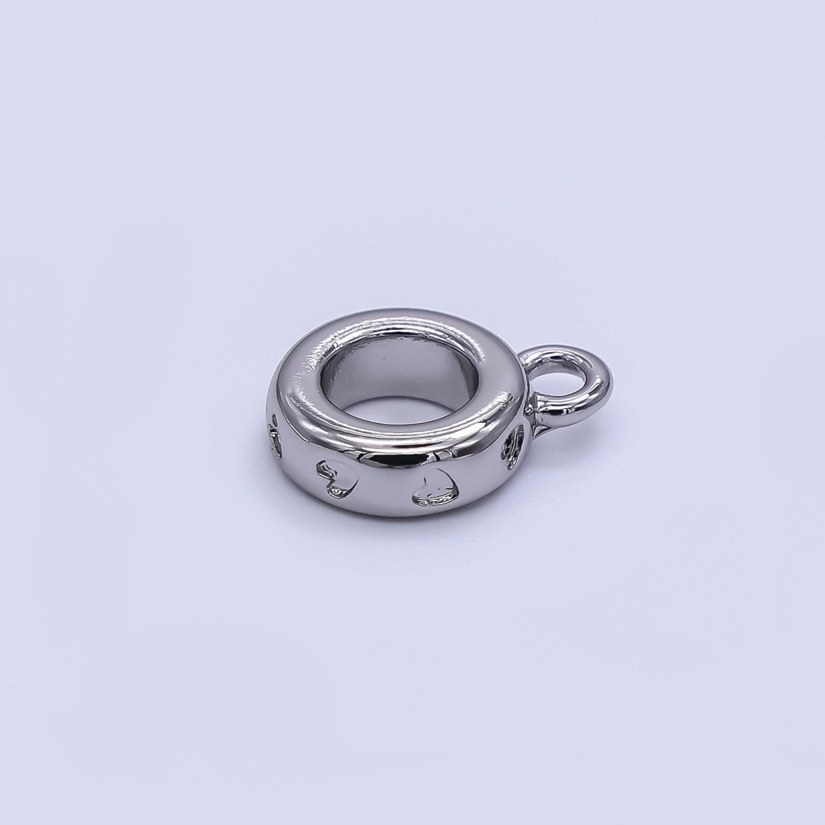 24K Gold Filled 10mm Round Surround by Heart & Love Bail Pendant Charm Holder in Gold & Silver | Z - 1296 - DLUXCA