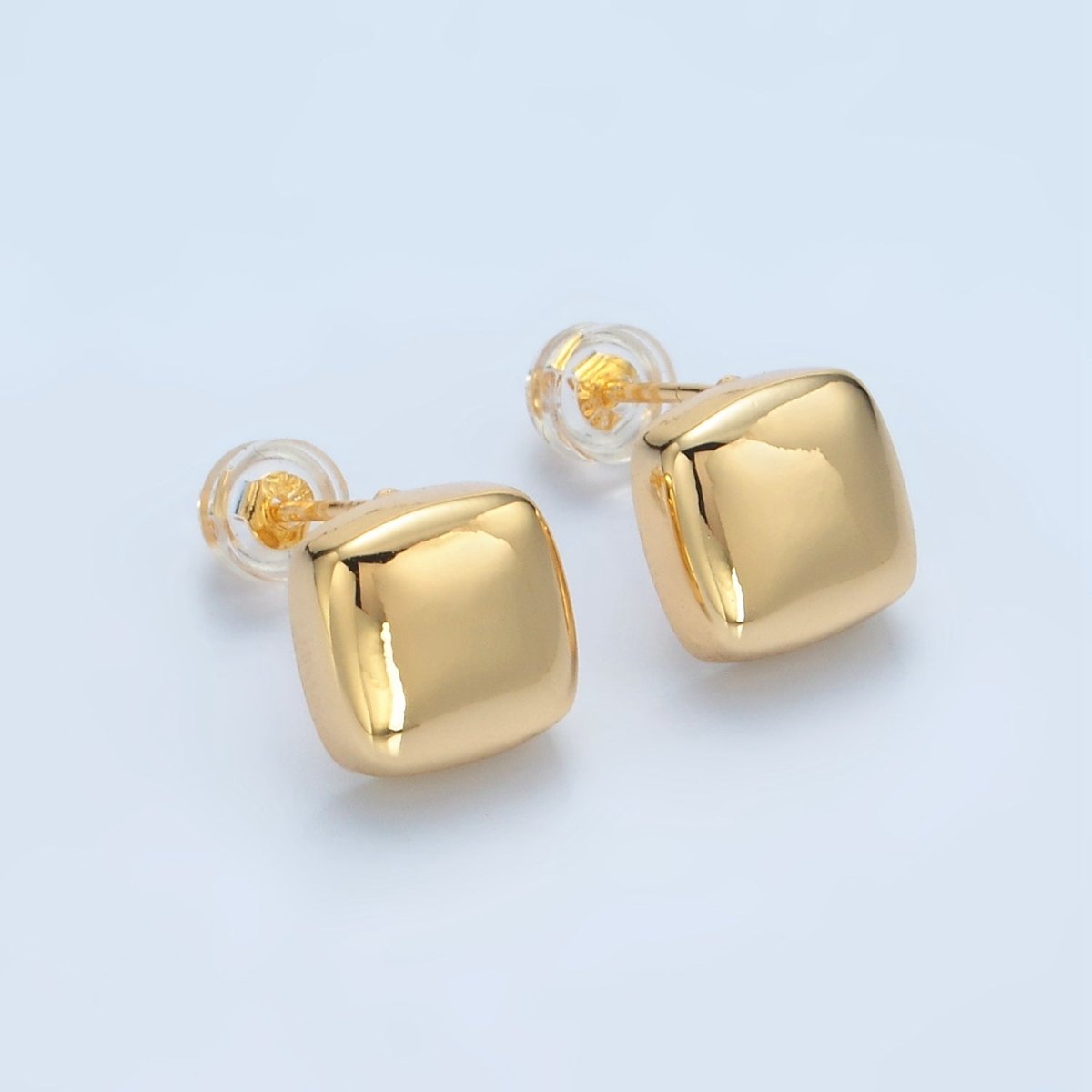 24K Gold Filled 10mm Square Dome Mini Stud Earrings | AD630 - DLUXCA