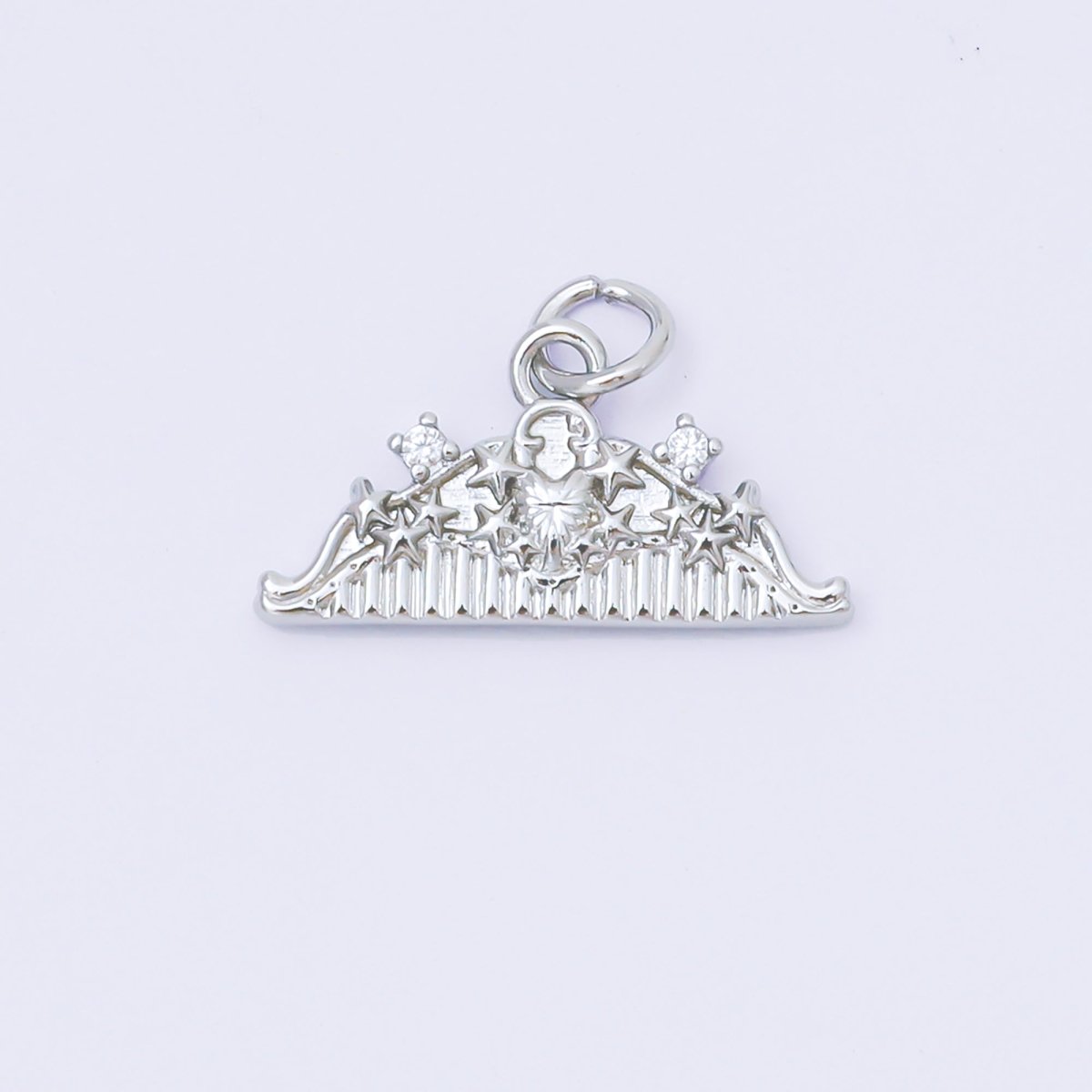 24K Gold Filled 10mm Twin Round CZ Lovely Tiara Charm in Gold & Silver | AF1251 - DLUXCA
