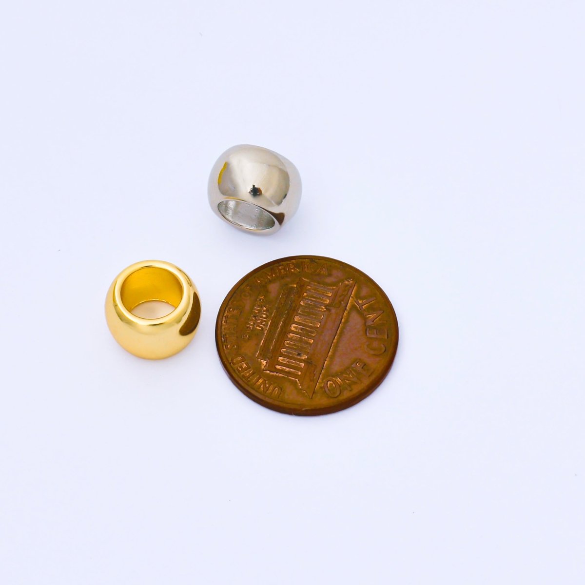 24K Gold Filled 10mm x 6.5mm Minimalist Dome Bead in Gold & Silver | B488 - DLUXCA