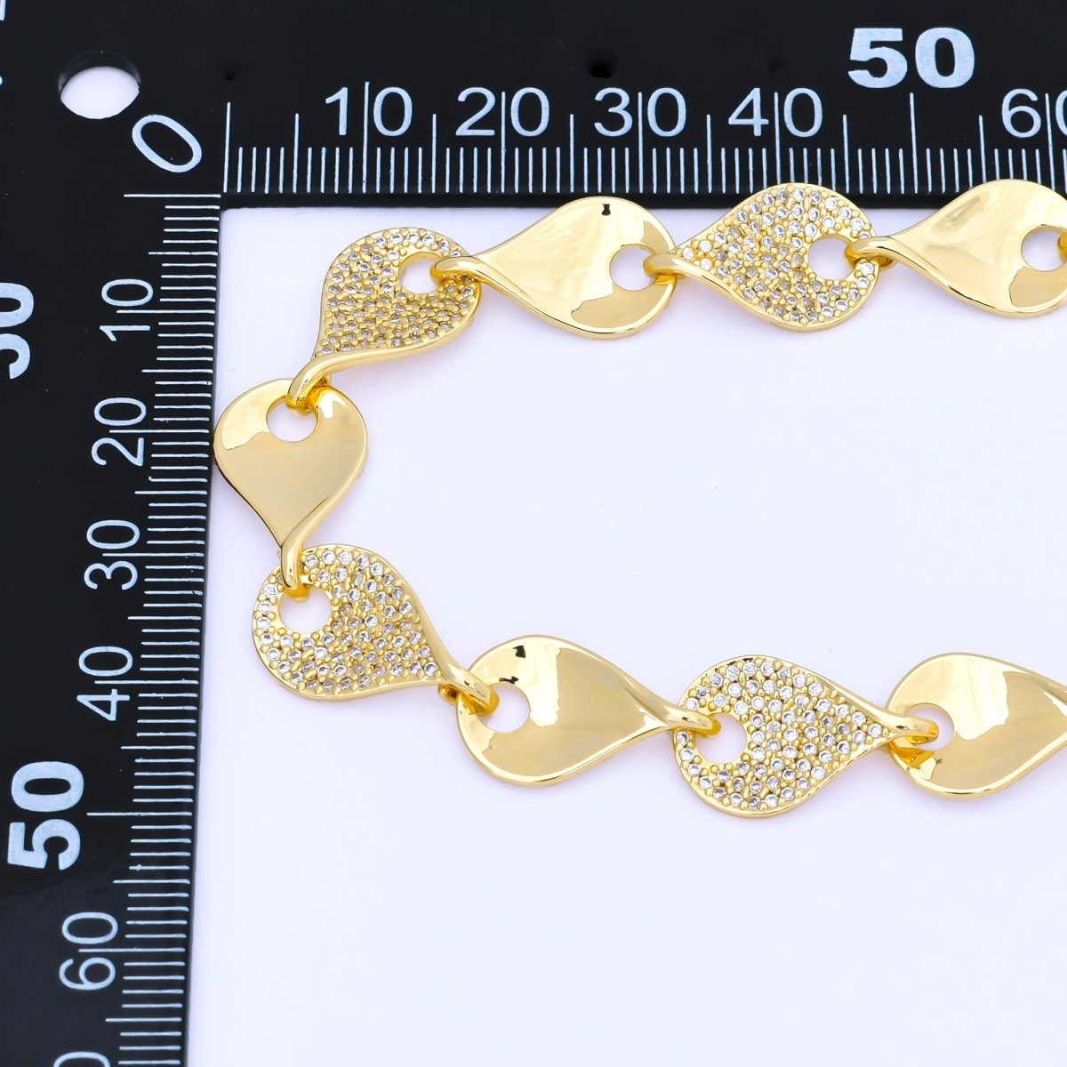 24K Gold Filled 11.1mm Micro Paved CZ Leaf Disc Charm Chain 16 Inch Necklace with Extender | WA - 1294 WA - 1297 - DLUXCA