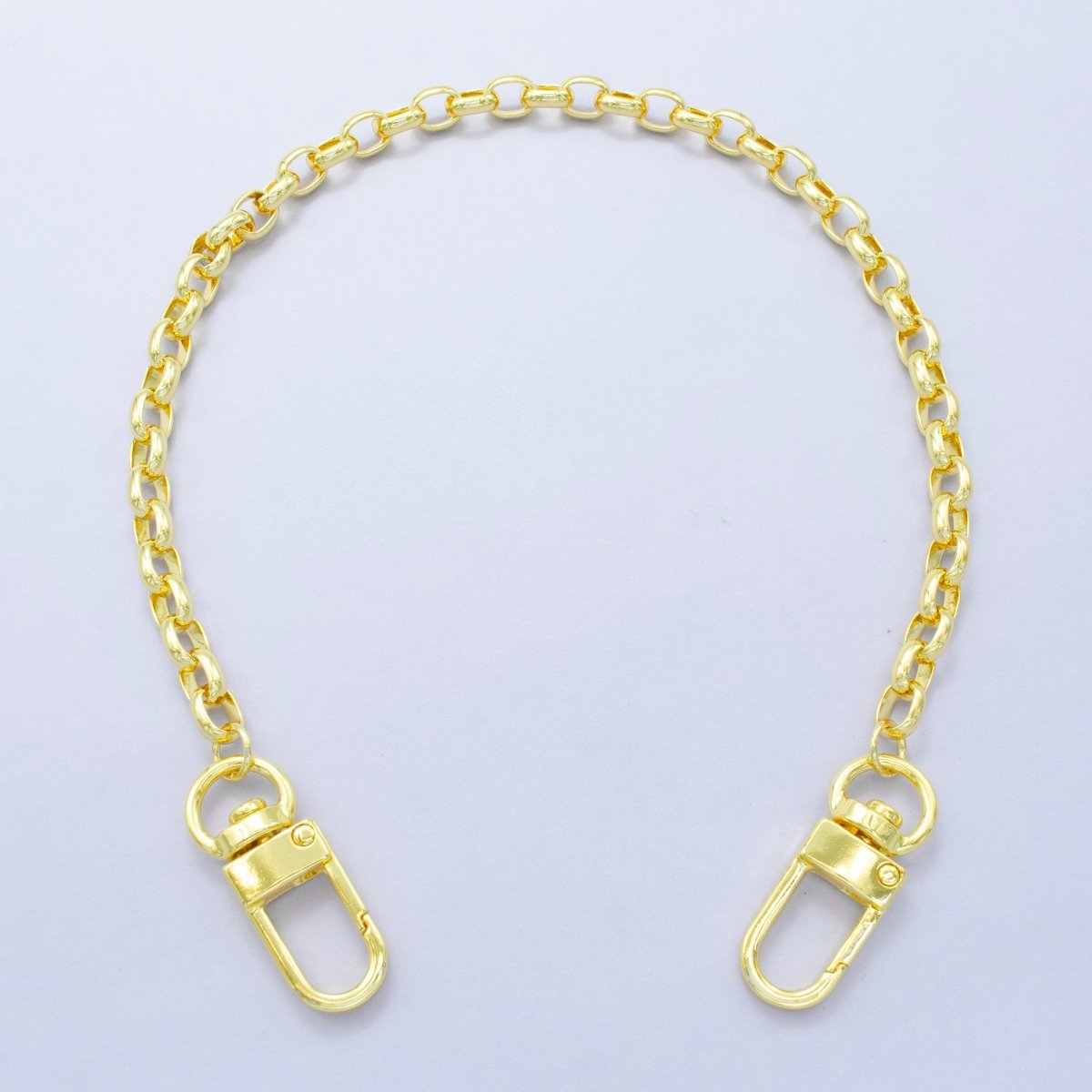 24K Gold Filled 11.5 - Inch Rolo Chain Bag Purse Charm Swivel Keychain Findings | WA - 2942 - DLUXCA