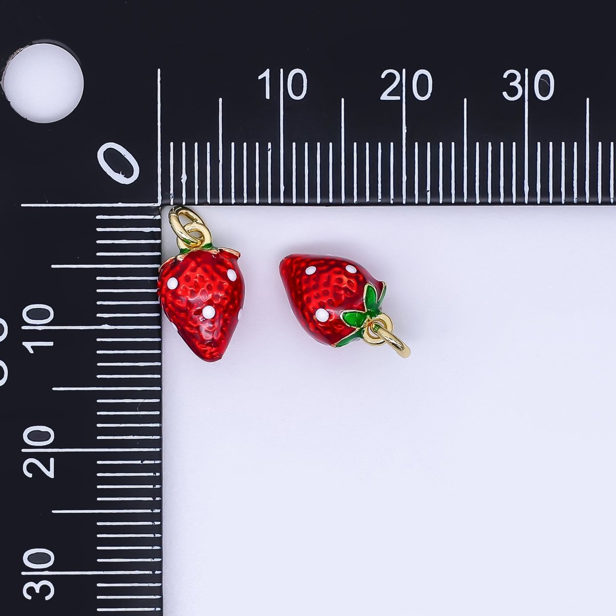 24K Gold Filled 11.5mm Glass Art Sweet Red Strawberry Fruit Charm | N - 987 - DLUXCA