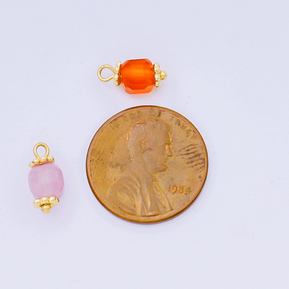 24K Gold Filled 11mm Acrylic Art Candy Tropical Round Charm in Teal, Pink, & Orange | AH - 661 AH - 662 - DLUXCA
