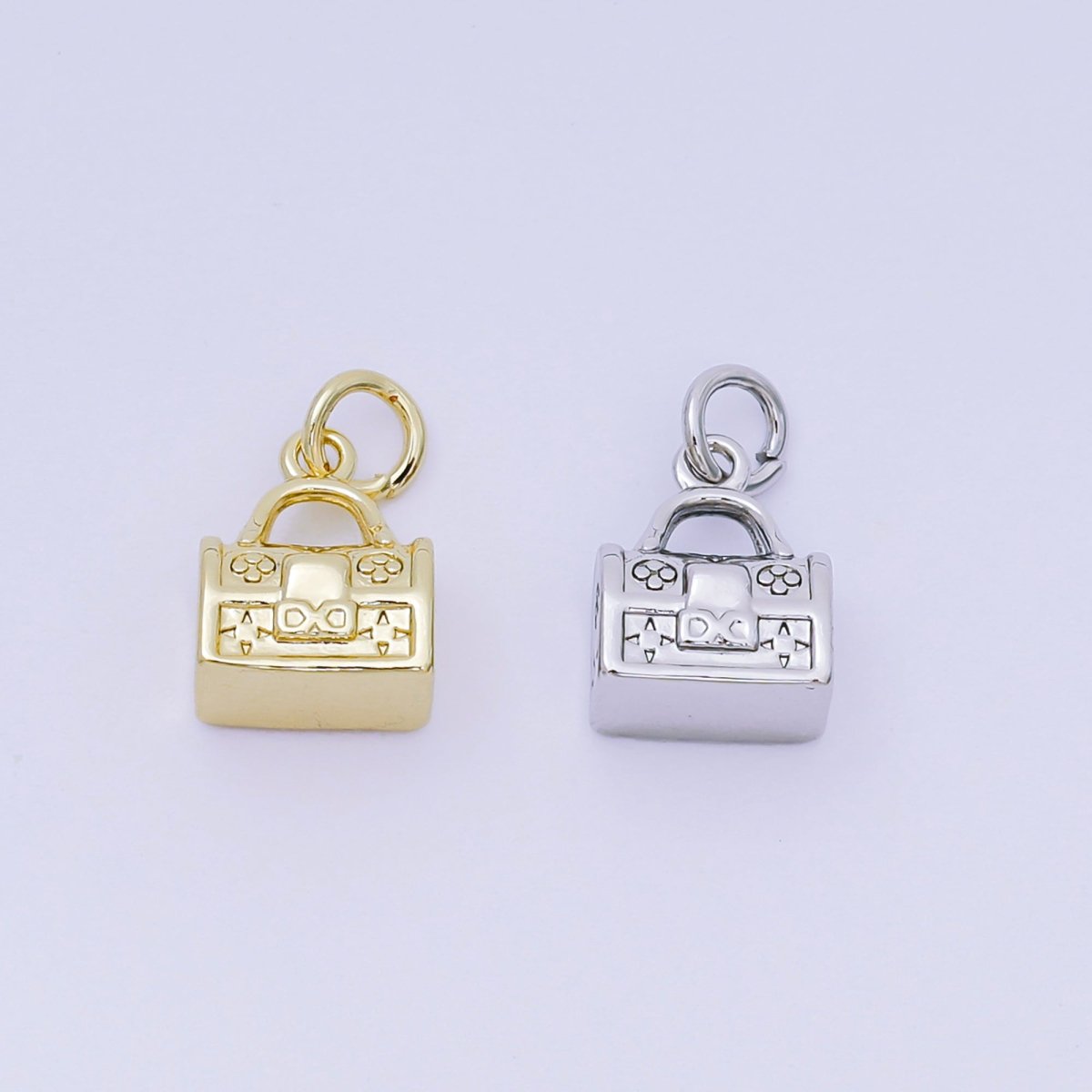 24K Gold Filled 11mm Daisy Floral Handbag Charm Purse in Gold & Silver | AH - 667 - DLUXCA