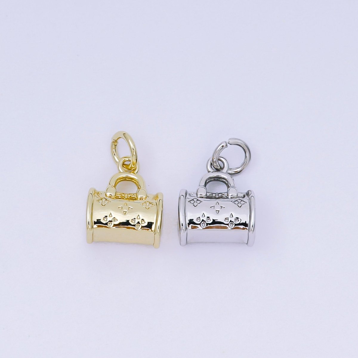 24K Gold Filled 11mm Fancy Handbag Dainty Bag Charm in Gold & Silver | AH - 665 - DLUXCA
