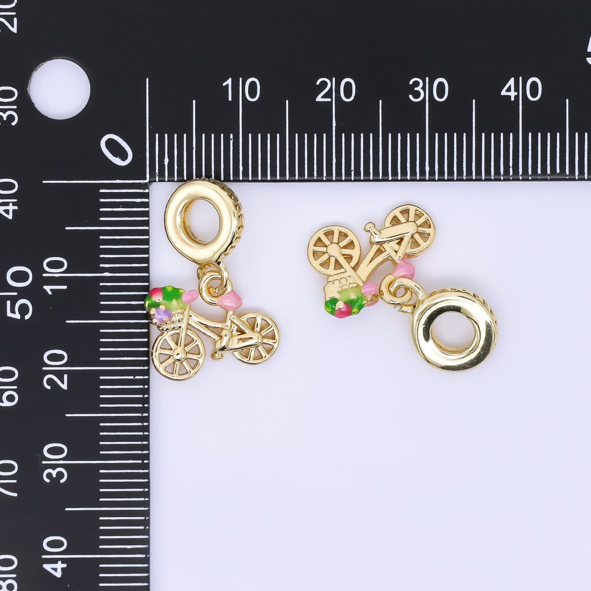 24K Gold Filled 11mm Flower Basket Bicycle Bike Drop Rondelle Charm | AC1632 - DLUXCA