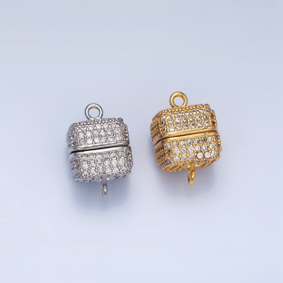 24K Gold Filled 11mm Micro Paved CZ Magnetic Closure Findings in Gold & Silver | Z896 - DLUXCA