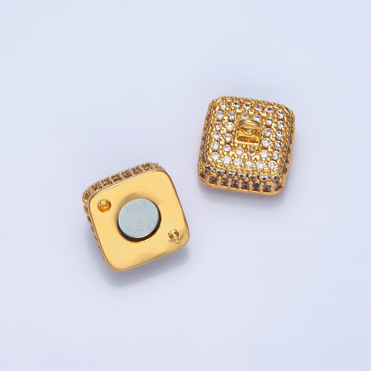 24K Gold Filled 11mm Micro Paved CZ Magnetic Closure Findings in Gold & Silver | Z896 - DLUXCA