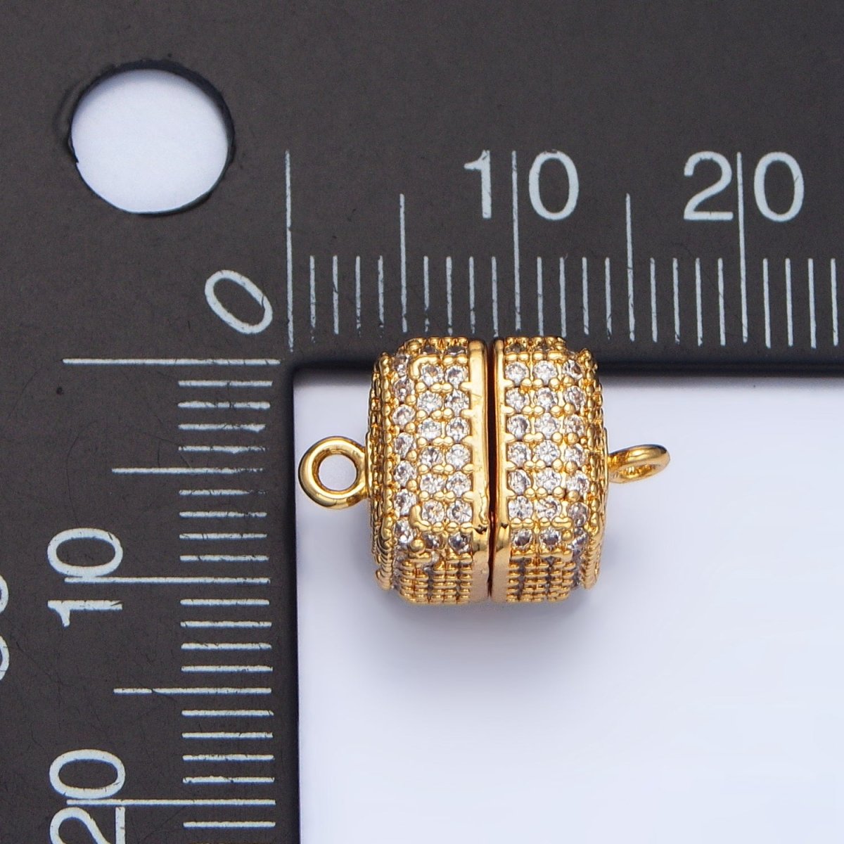 24K Gold Filled 11mm Micro Paved CZ Magnetic Closure Findings in Gold & Silver | Z896 - DLUXCA