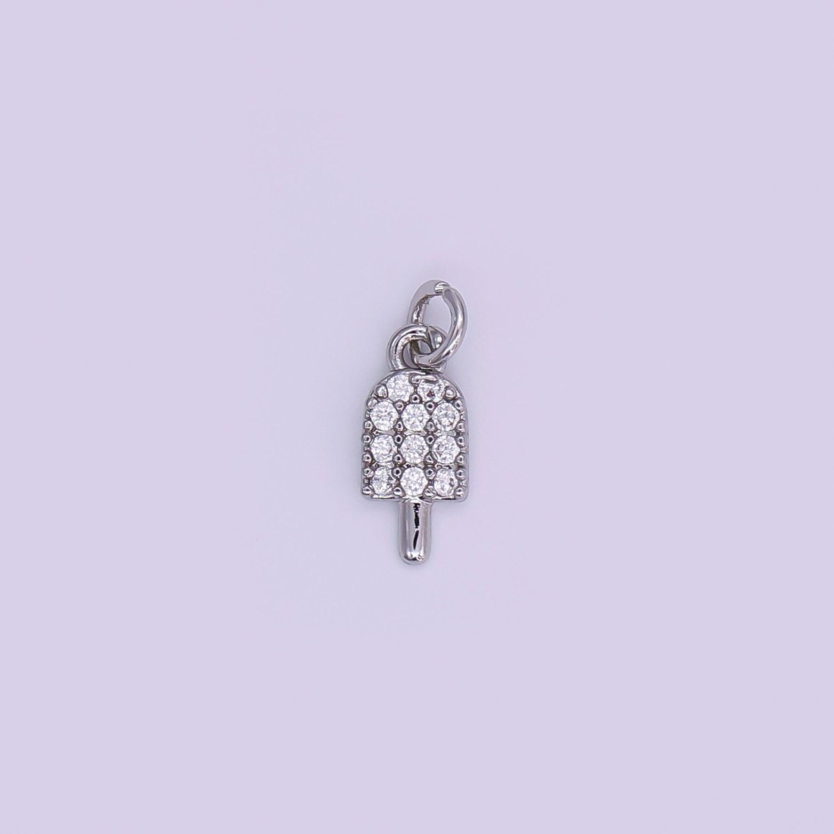 24K Gold Filled 11mm Micro Paved CZ Popsicle Sweet Ice Cream Charm in Gold & Silver | AJ - 344 - DLUXCA