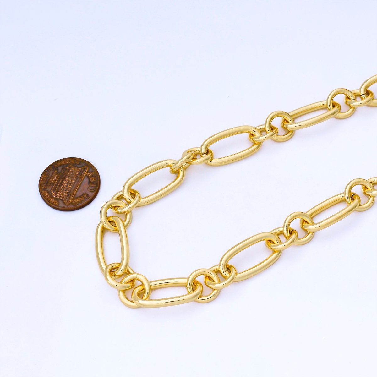 24K Gold Filled 11mm Paperclip Link Unfinished Chain by Yard | Roll - 1747 - DLUXCA