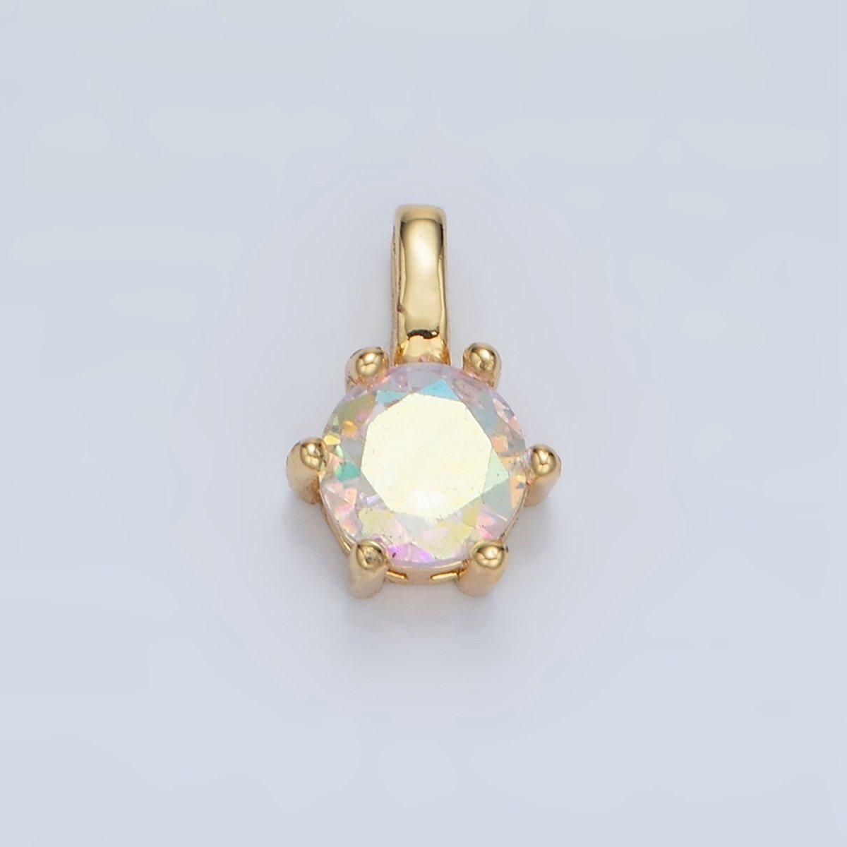 24K Gold Filled 11mm Round CZ Personalized Pendant in Gold & Silver | AA923 - AA938 - DLUXCA