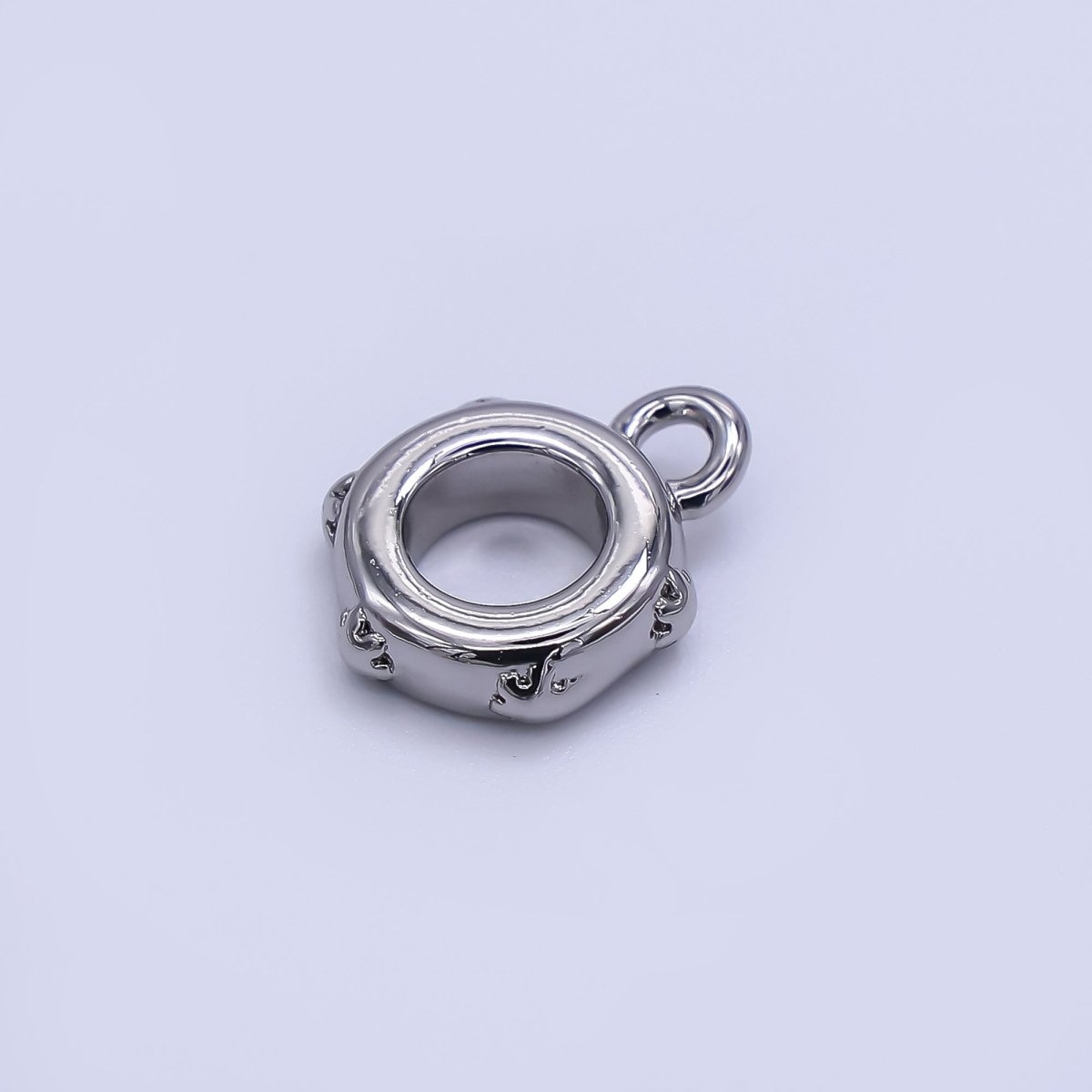 24K Gold Filled 11mm Round Melted Flower Edges Bail Pendant Charm Holder in Gold & Silver | Z - 1298 - DLUXCA
