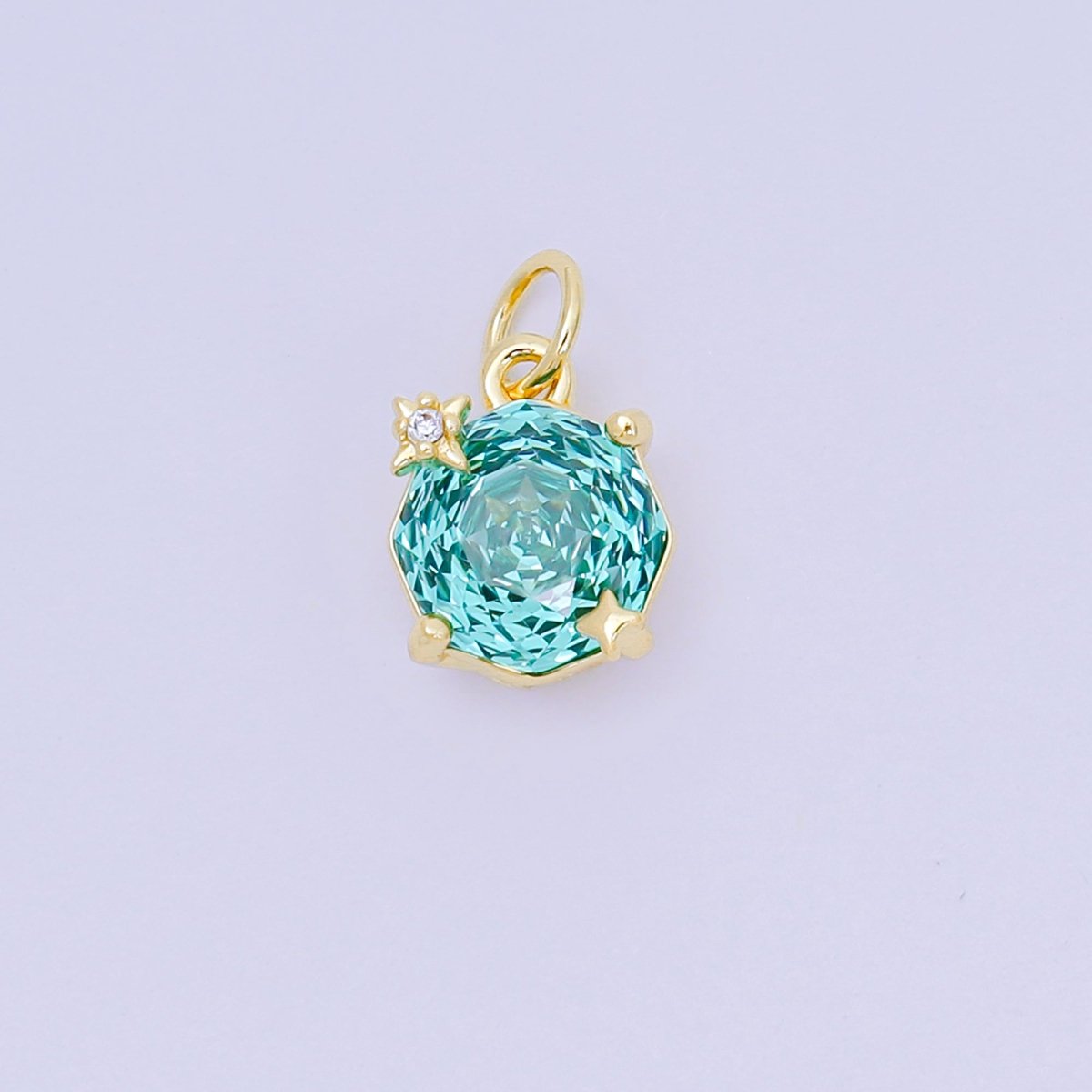 24K Gold Filled 11mm Round Multicolor CZ Blooming Rose Flower Charm | M - 102 - M - 106, M - 197 M - 212 - DLUXCA