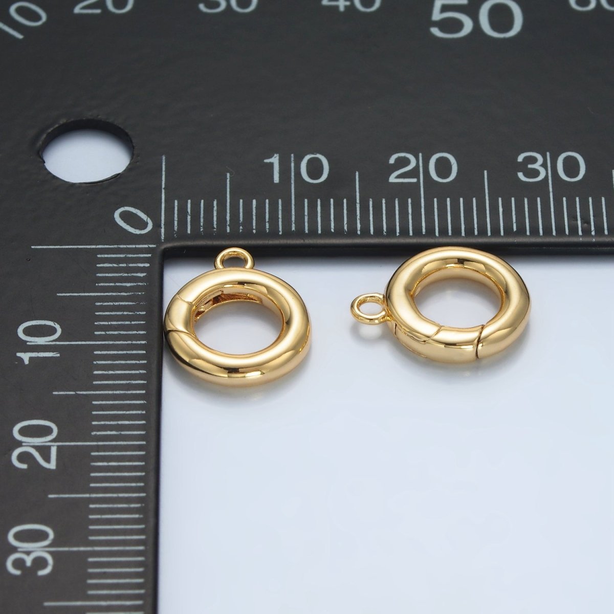 24K Gold Filled 11mm Round Push Spring Gate Loop Findings | Z898 - DLUXCA