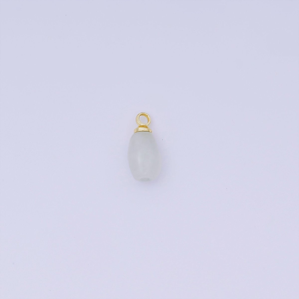 24K Gold Filled 11mm White Glass Art Mist Capsule Oval Drop Charm | AJ - 491 - DLUXCA