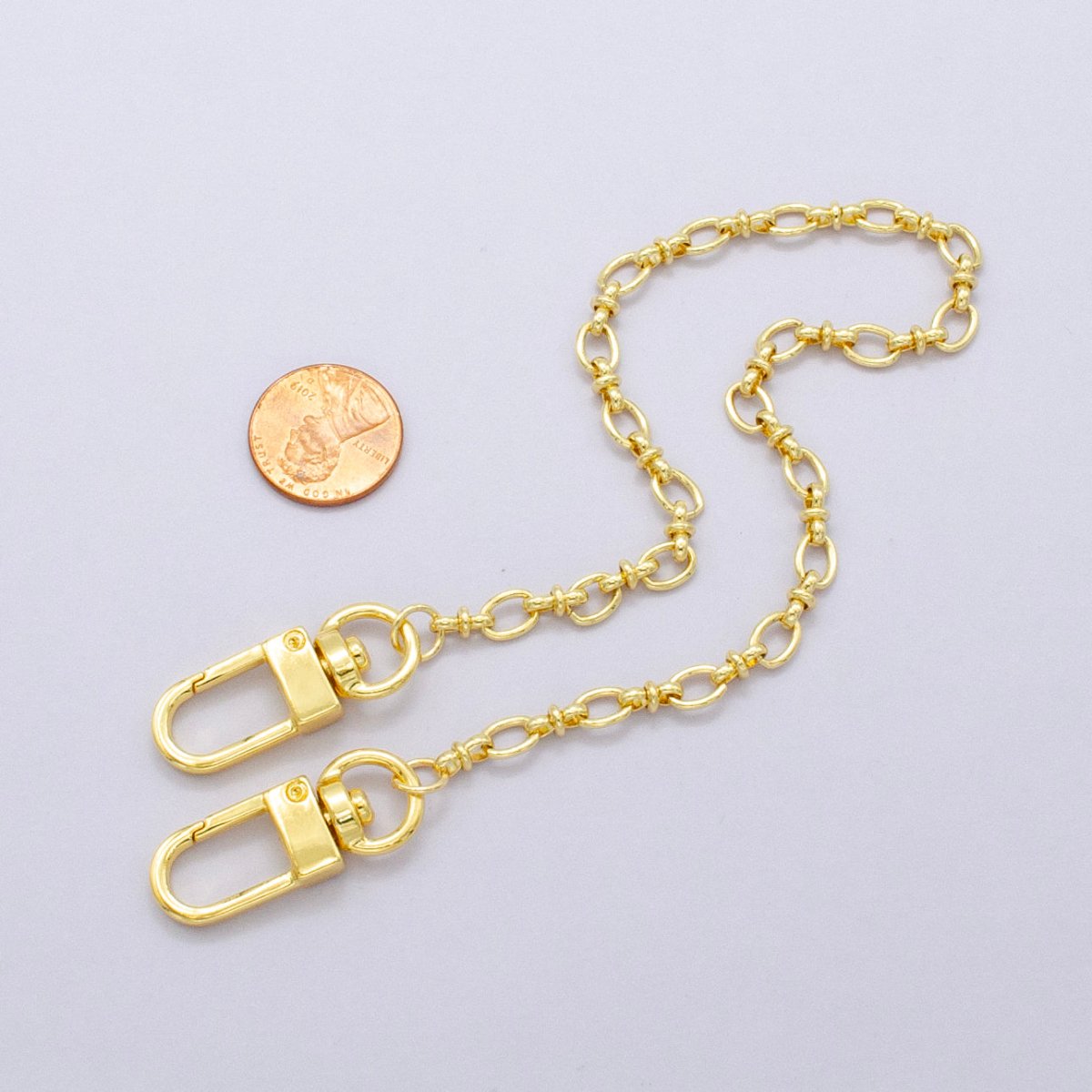 24K Gold Filled 12.5 - Inch Oval Link Chain Bag Purse Charm Swivel Keychain Finding | WA - 2764 - DLUXCA