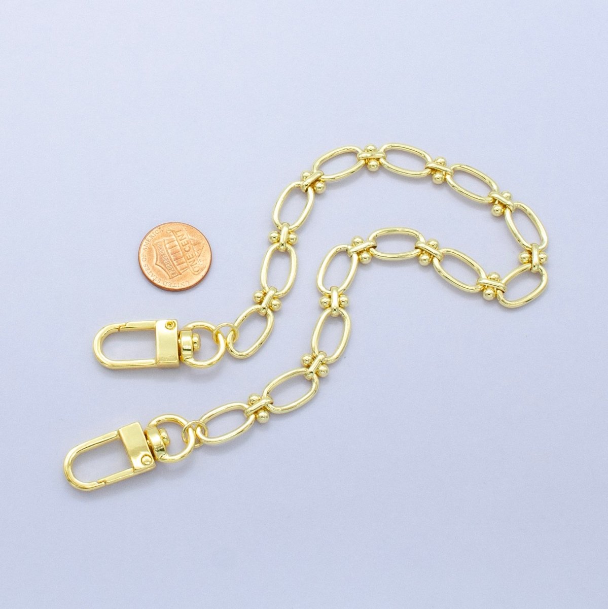 24K Gold Filled 12.5 - Inch Oval Paperclip Link Chain Bag Purse Charm Swivel Keychain Findings | WA - 2761 - DLUXCA