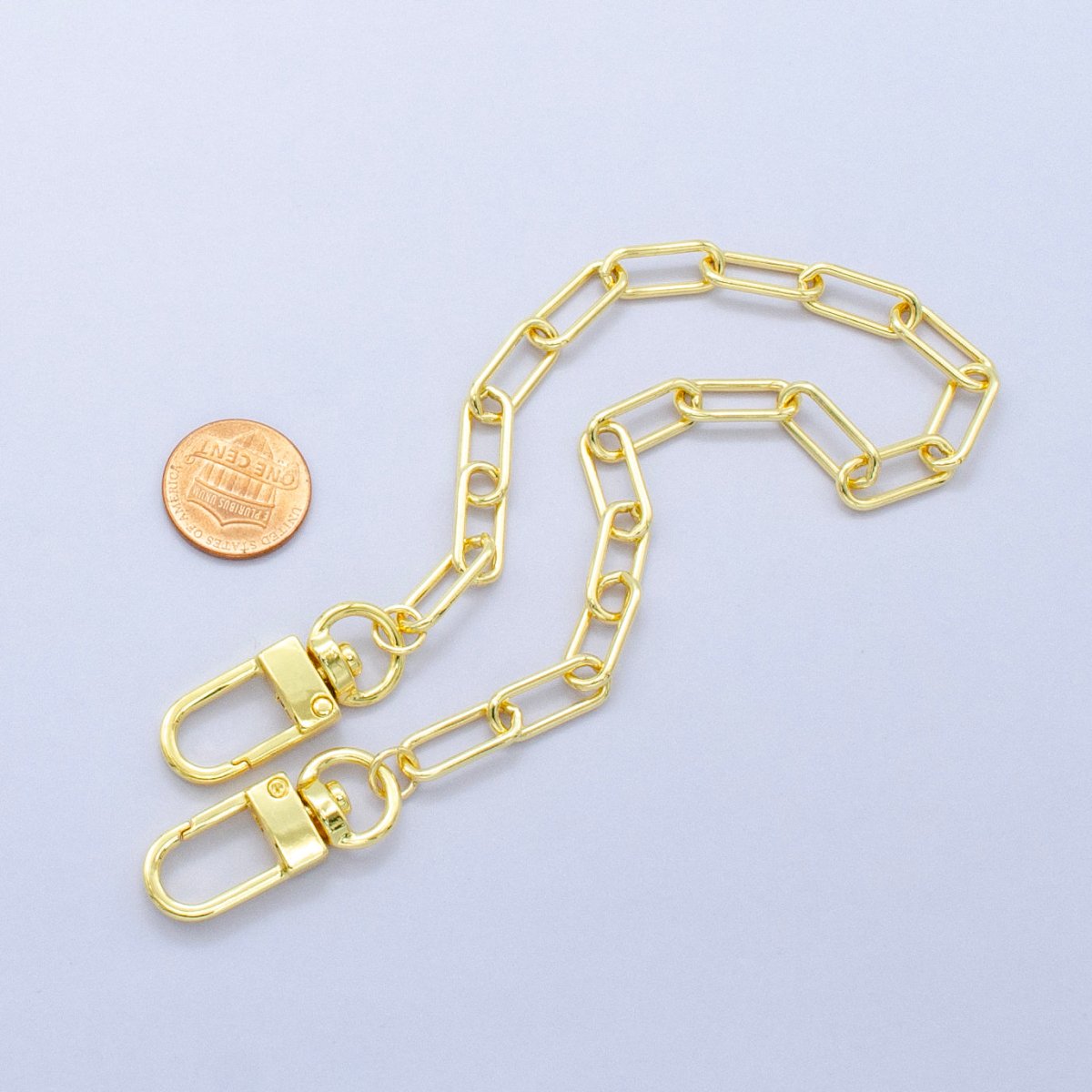 24K Gold Filled 12.5 - Inch Paperclip Chain Bag Purse Charm Swivel Keychain Findings | WA - 2760 - DLUXCA