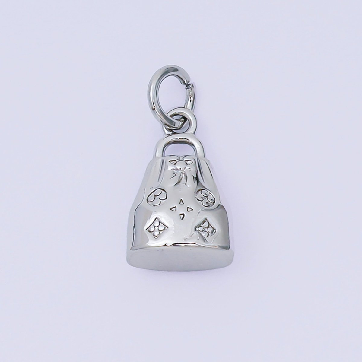 24K Gold Filled 12.5mm Blossom Bucket Handy Bag Charm in Gold & Silver | AH - 610 - DLUXCA