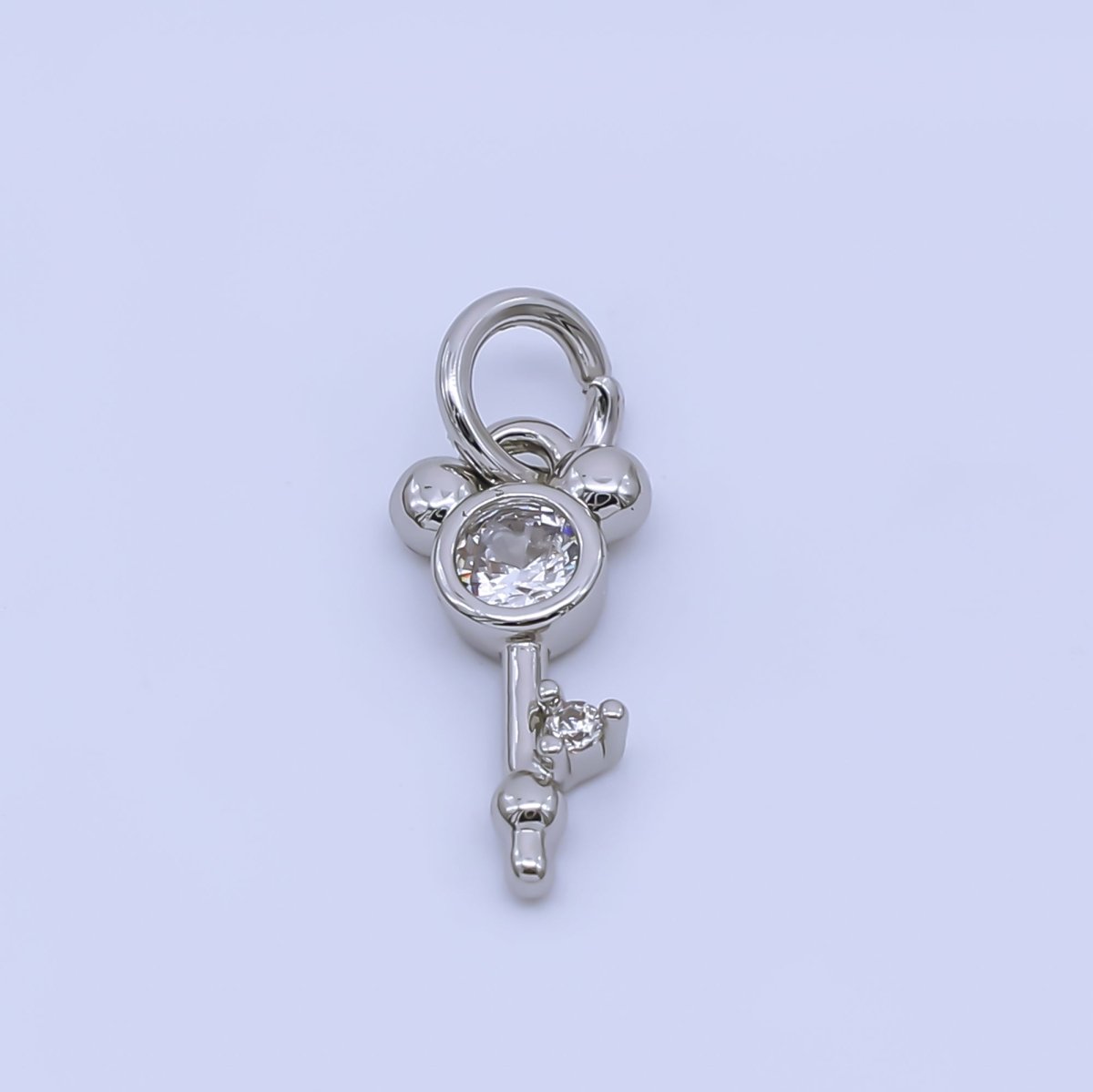 24K Gold Filled 12.5mm Clear CZ Mouse Key Charm in Gold & Silver | AJ00473 - DLUXCA