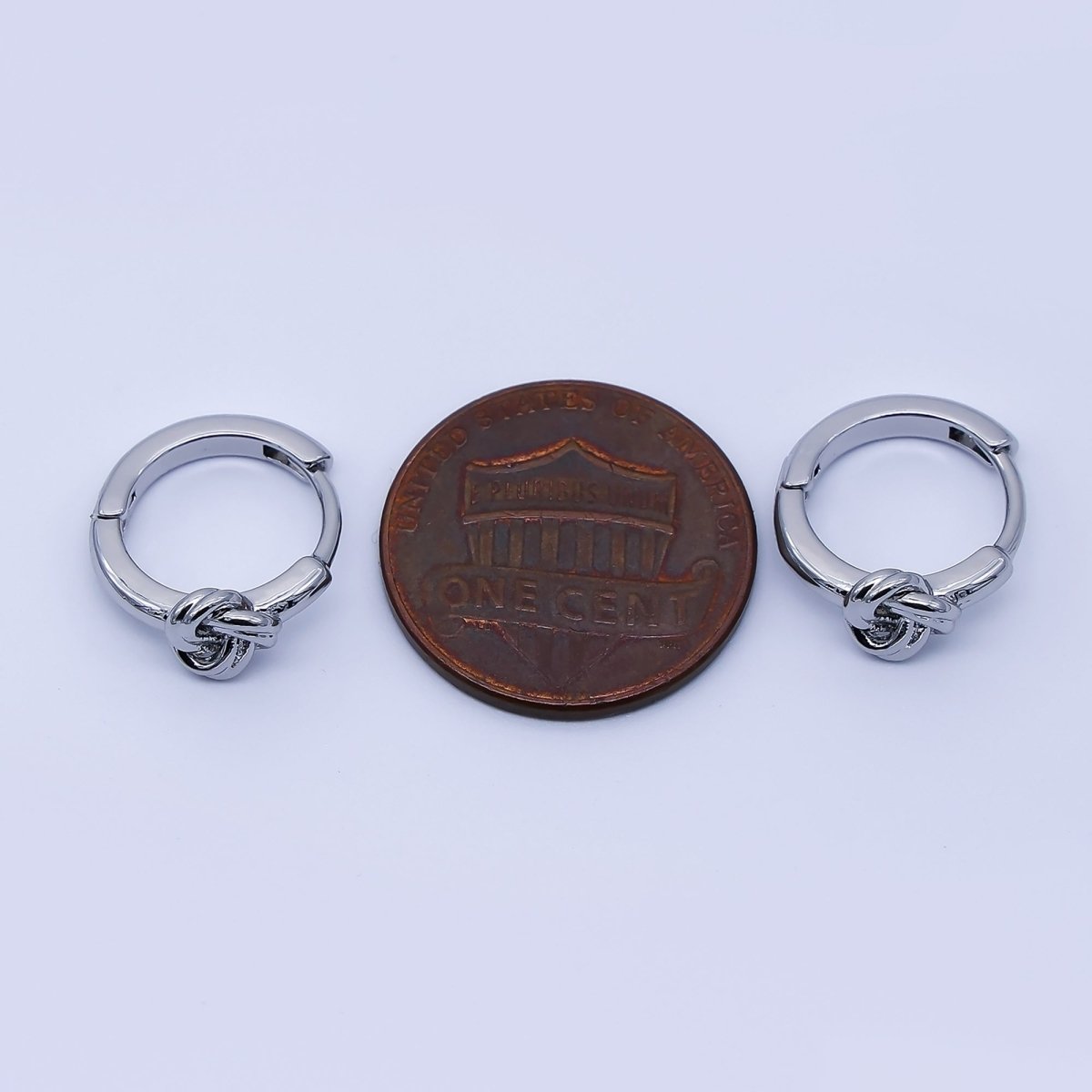 24K Gold Filled 12.5mm Geometric Knot Huggie Earrings in Gold & Silver | AB1658 AB1659 - DLUXCA