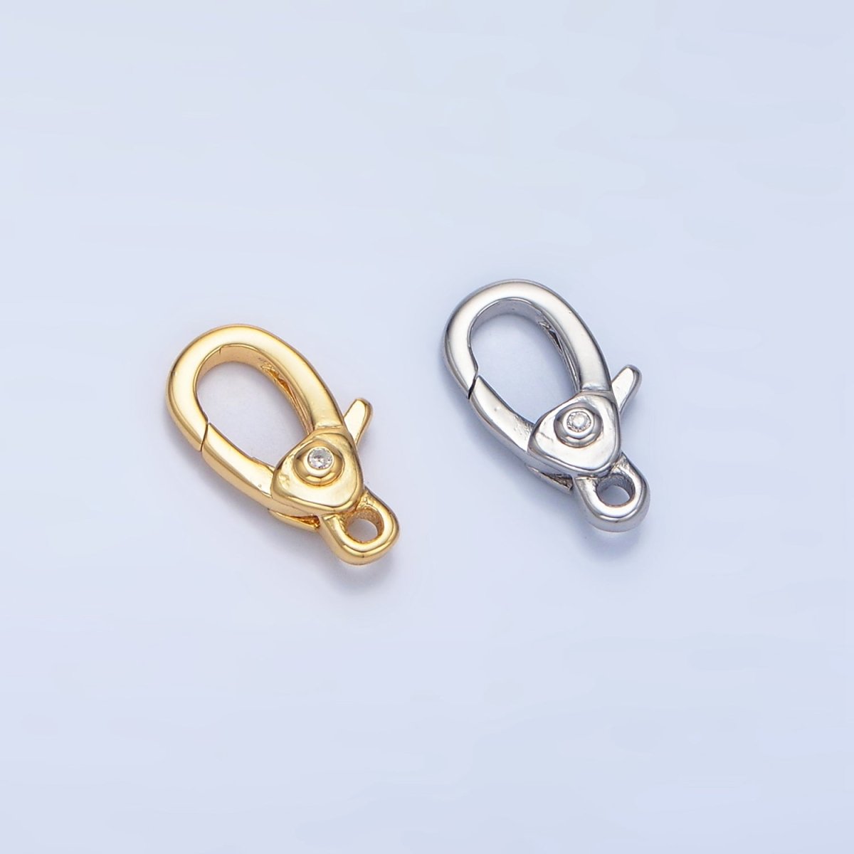 24K Gold Filled 12mm Clear CZ Lobster Claw Clasps Closure in Gold & Silver | Z963 - DLUXCA