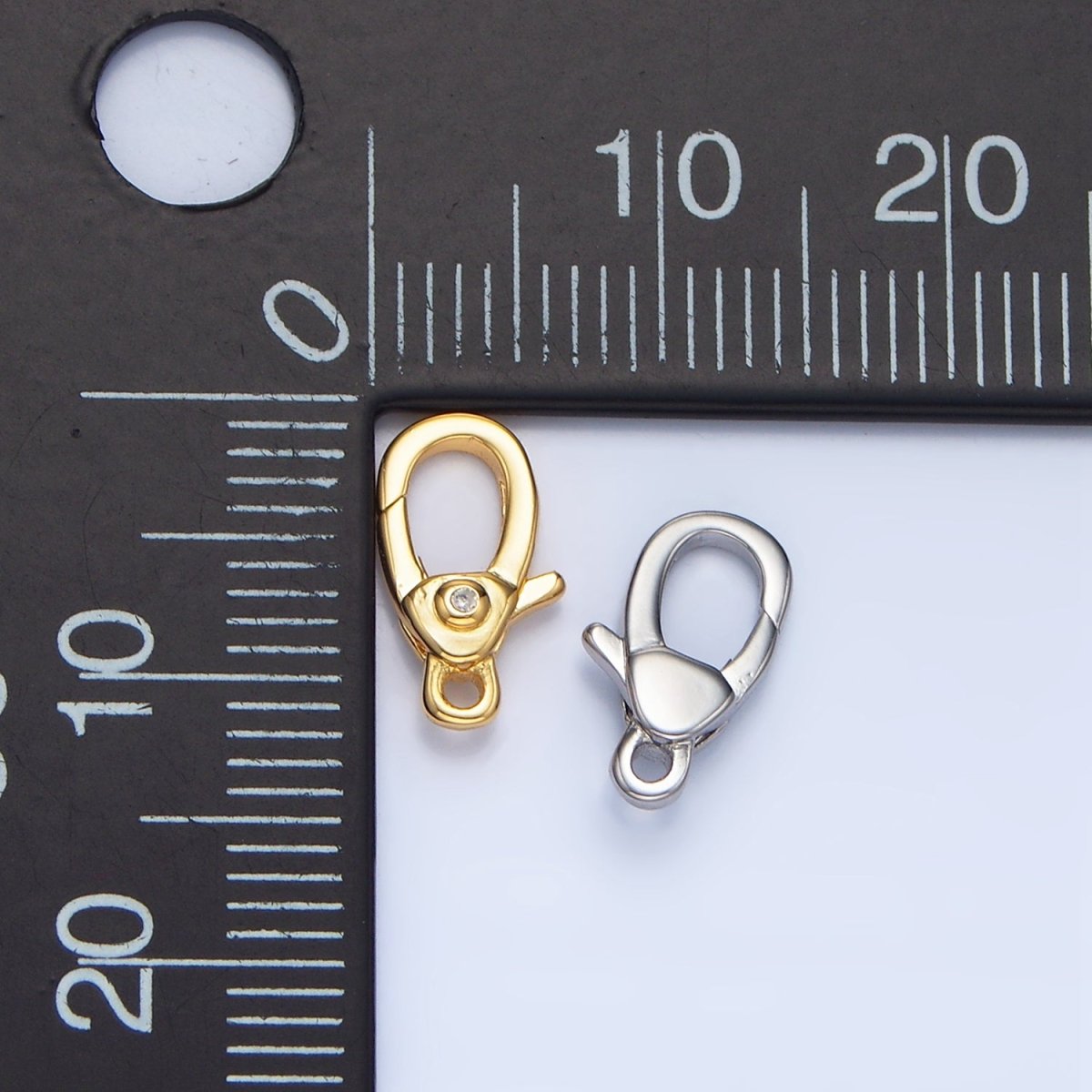 24K Gold Filled 12mm Clear CZ Lobster Claw Clasps Closure in Gold & Silver | Z963 - DLUXCA