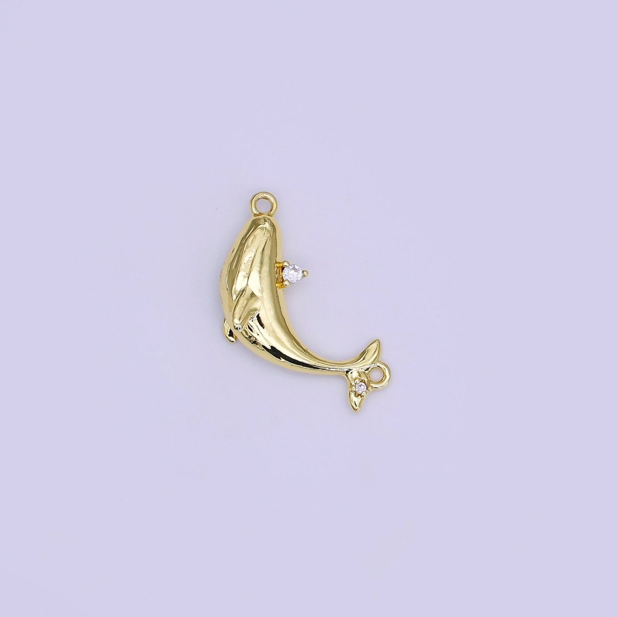 24K Gold Filled 12mm Clear CZ Sea Fish Whale Charm | Y051 - DLUXCA