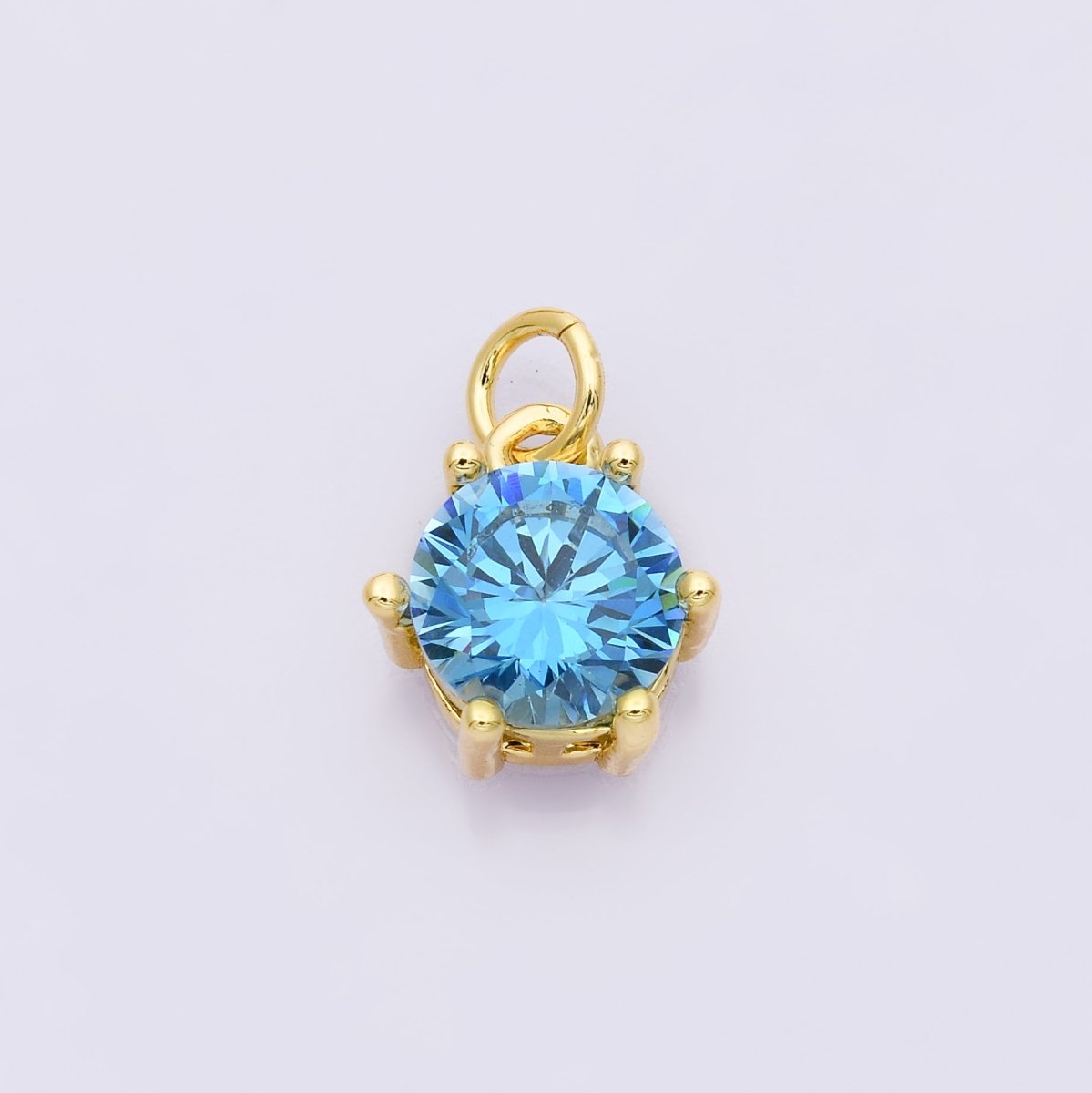 24K Gold Filled 12mm CZ Round Hexagon Prongs Personalized Charm | Charms-00173 ~ Charms-00182 - DLUXCA