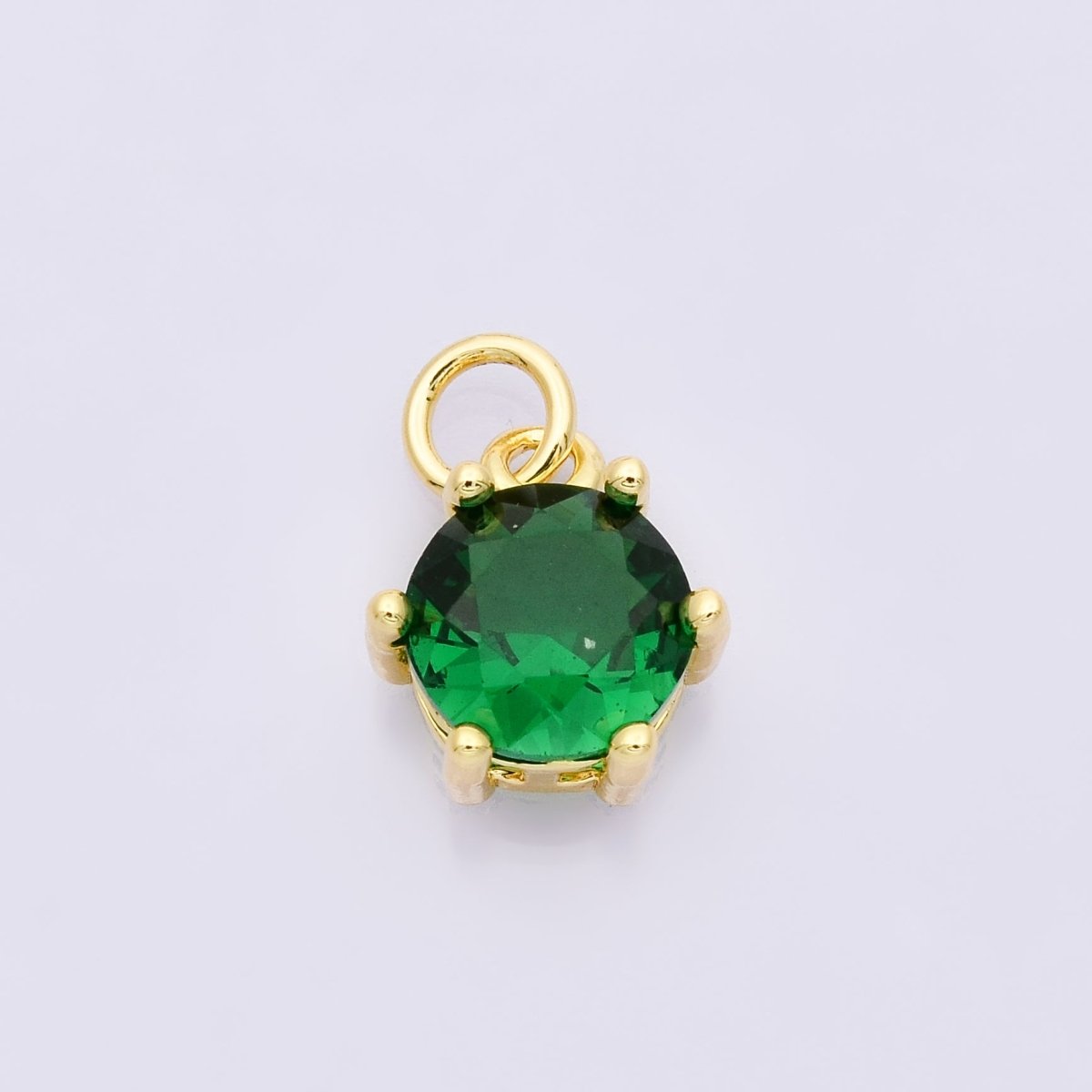 24K Gold Filled 12mm CZ Round Hexagon Prongs Personalized Charm | Charms-00173 ~ Charms-00182 - DLUXCA