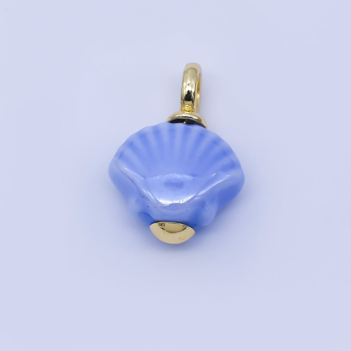 24K Gold Filled 12mm Handmade Ceramic Clam Seashell Charm | AF1577 - 1582 - DLUXCA
