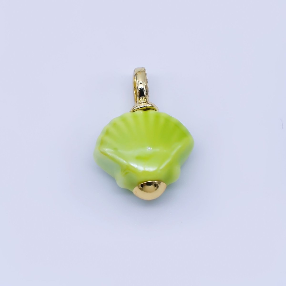 24K Gold Filled 12mm Handmade Ceramic Clam Seashell Charm | AF1577 - 1582 - DLUXCA