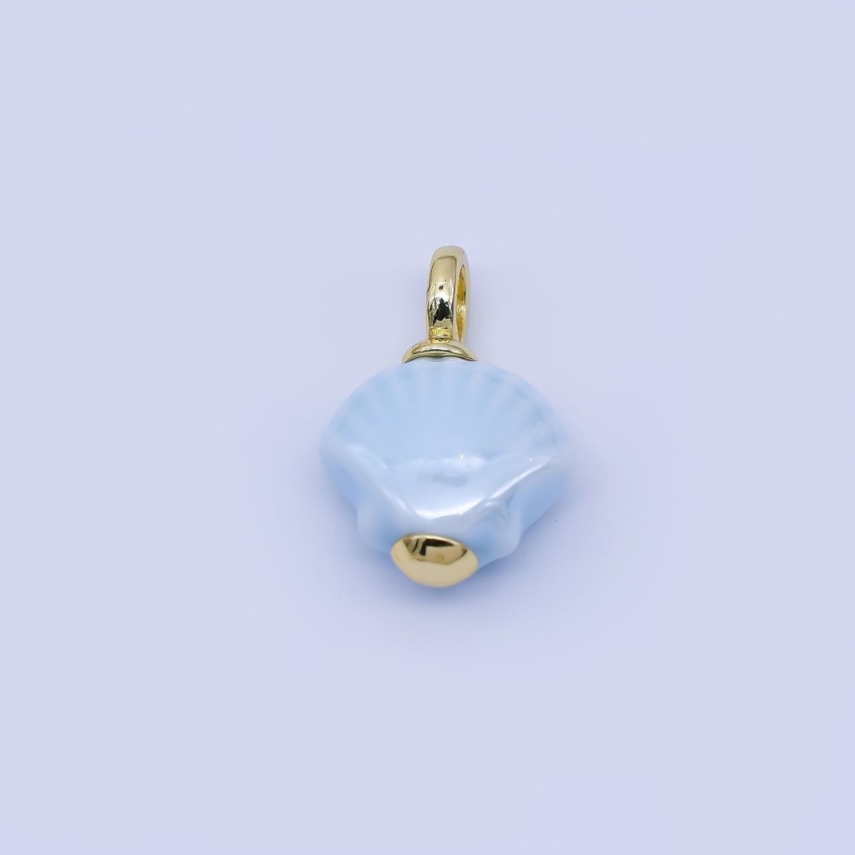 24K Gold Filled 12mm Handmade Ceramic Clam Seashell Charm | AF1577 - 1582 - DLUXCA