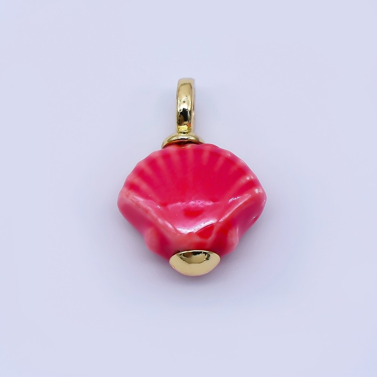 24K Gold Filled 12mm Handmade Ceramic Clam Seashell Charm | AF1577 - 1582 - DLUXCA