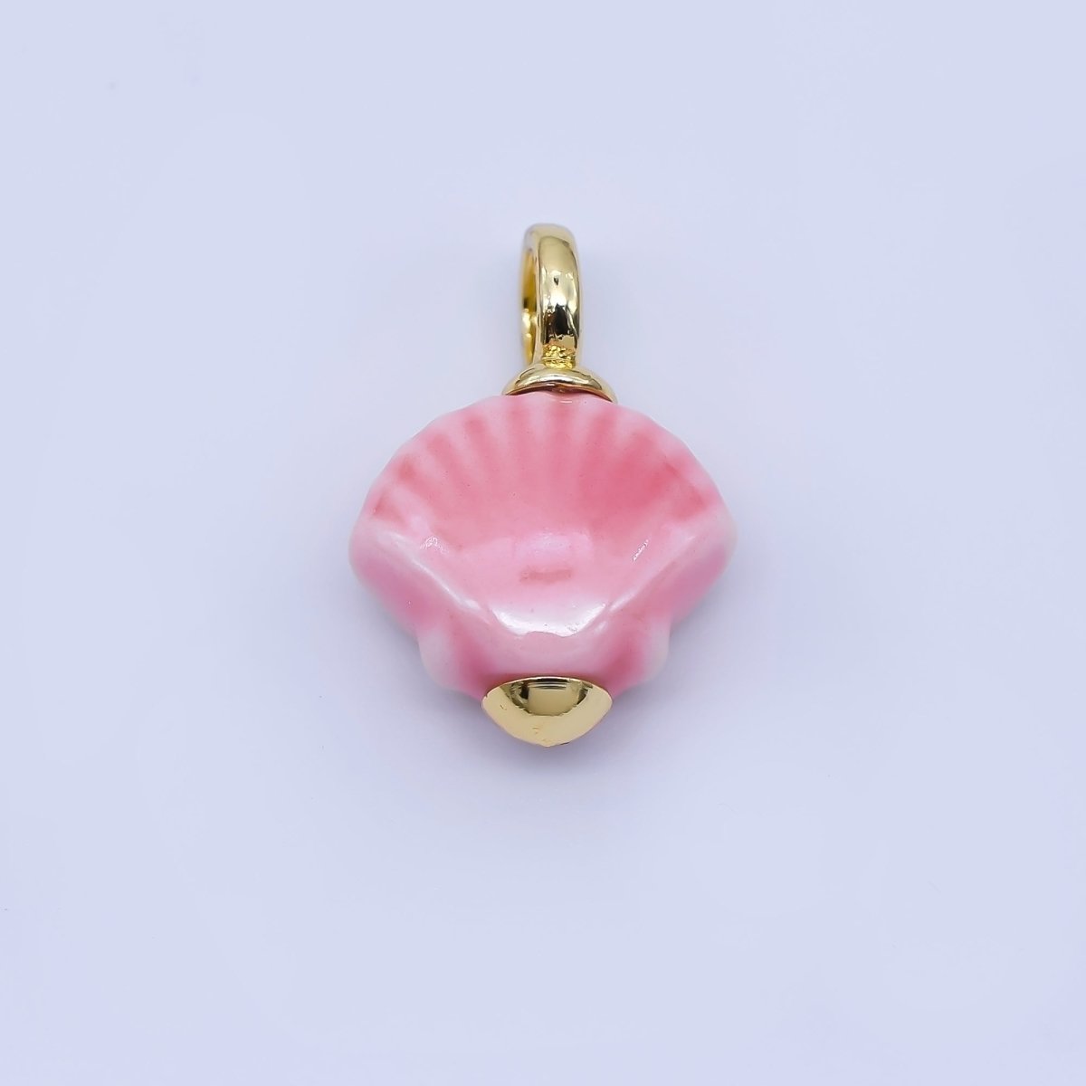 24K Gold Filled 12mm Handmade Ceramic Clam Seashell Charm | AF1577 - 1582 - DLUXCA