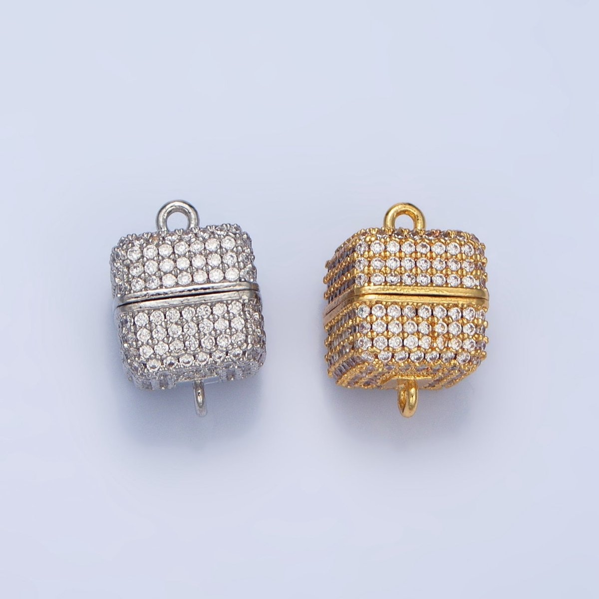 24K Gold Filled 12mm Micro Paved CZ Magnetic Closure Findings in Gold & Silver | Z87 - DLUXCA